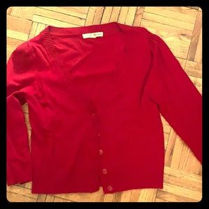 red cardigan